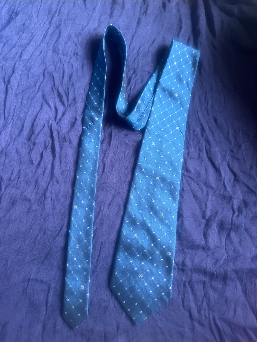 Burberry Men's Light Blue Diamond-Grid Silk Tie